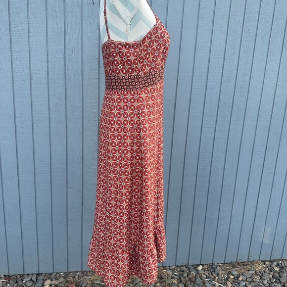 LOFT Burnt Orange and Chocolate Brown Midi Dress - Picture 8 of 14